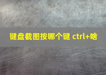 键盘截图按哪个键 ctrl+啥